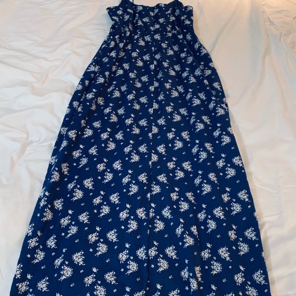 J. Crew Factory Blue and White Cotton Maxi Sun Dress Size 2 - Picture 7 of 12